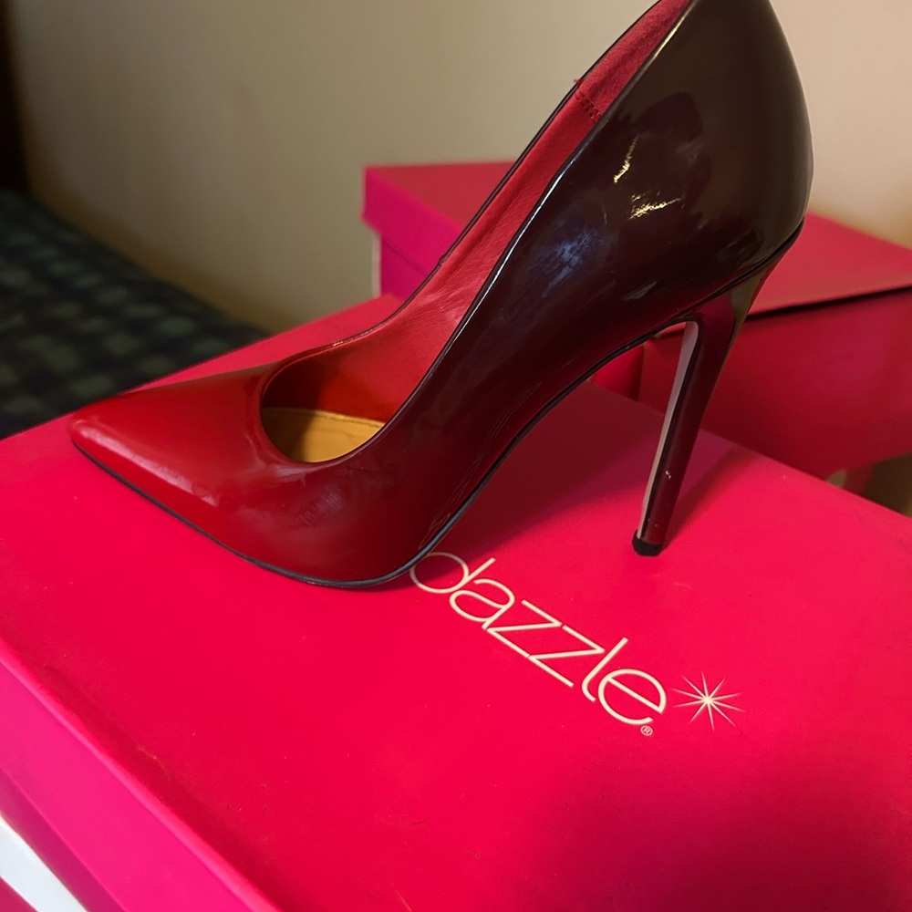 Red and Burgundy High Heel Pumps